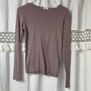 Brandy Melville Dusty Mauve Long Sleeve Crewneck Top